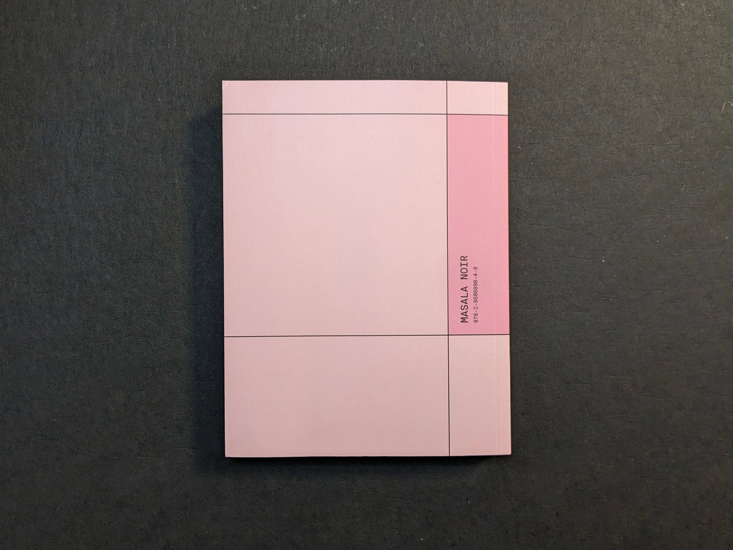 Back cover of Punk Flyers by Masala Noir, minimalist pink grid layout.