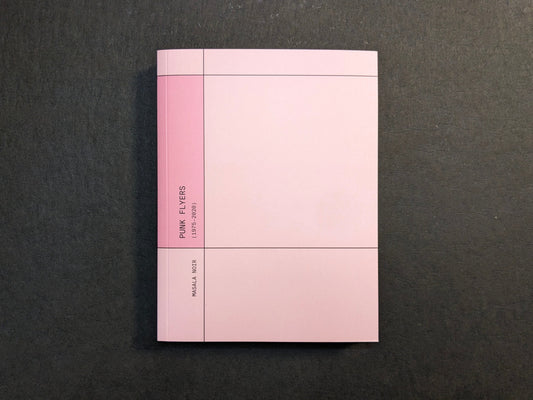 Front cover of Punk Flyers by Masala Noir, minimalist pink grid design with title on the spine.