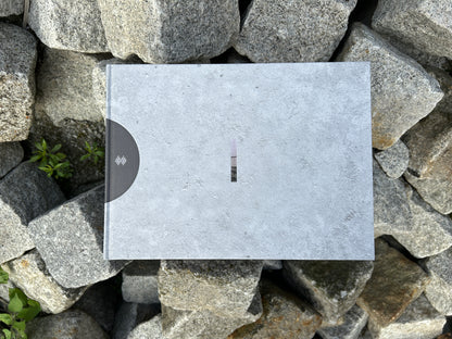Cover of the book 'Alveare' by Matthias Heiderich and Andrea Belfi photographed on a stone background - IIKKI - Lokator100