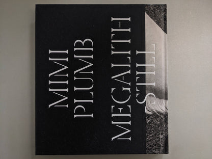 Back cover of Megalith-Still with wool paper texture and title typography