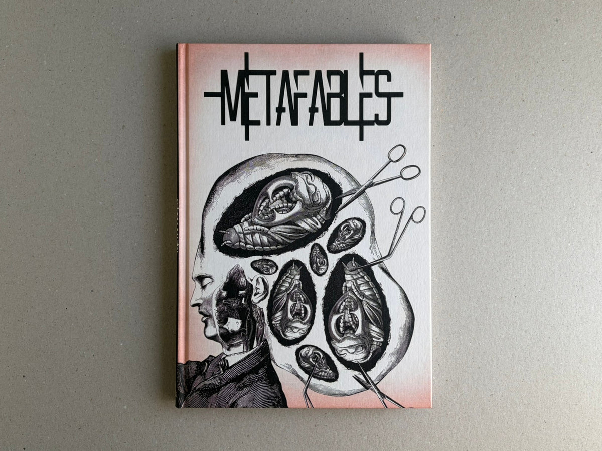 Front cover of METAFABLES: The Art of Andrew Blucha, showing a surreal anatomical illustration with surgical scissors and the title at the top.