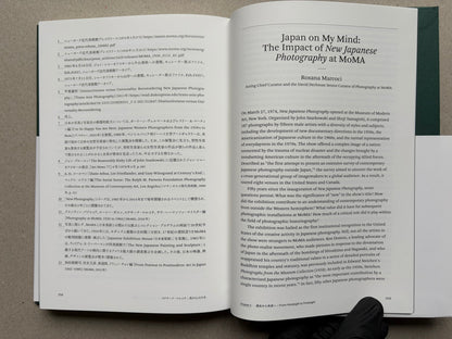 Back cover of More Than One World – New Japanese Photography 50 Years On, with a short description and a monochrome image panel.