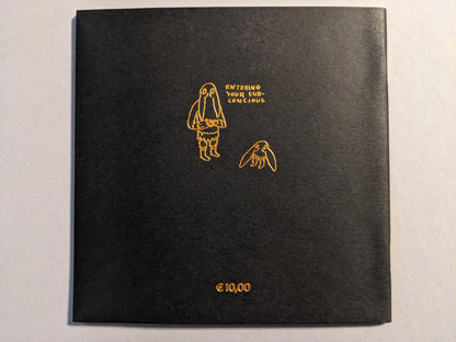 Back cover of "Multiforce Shit" by Mat Brinkman, limited edition Hollow Press art zine, bronze print on black paper