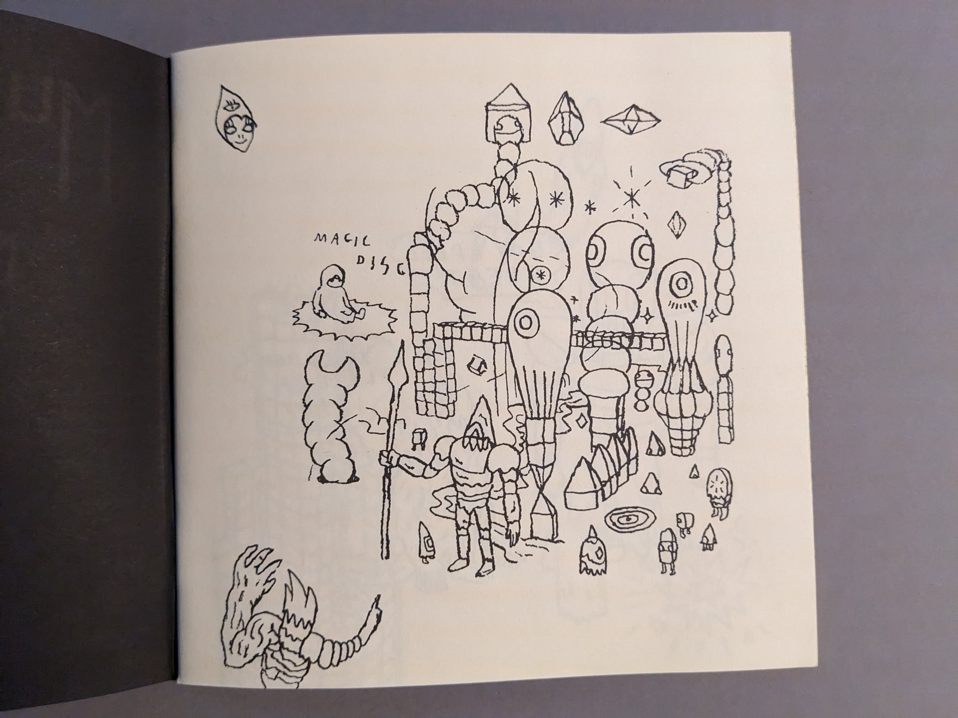 Interior page from "Multiforce Shit" by Mat Brinkman, showcasing underground comic art style sketches