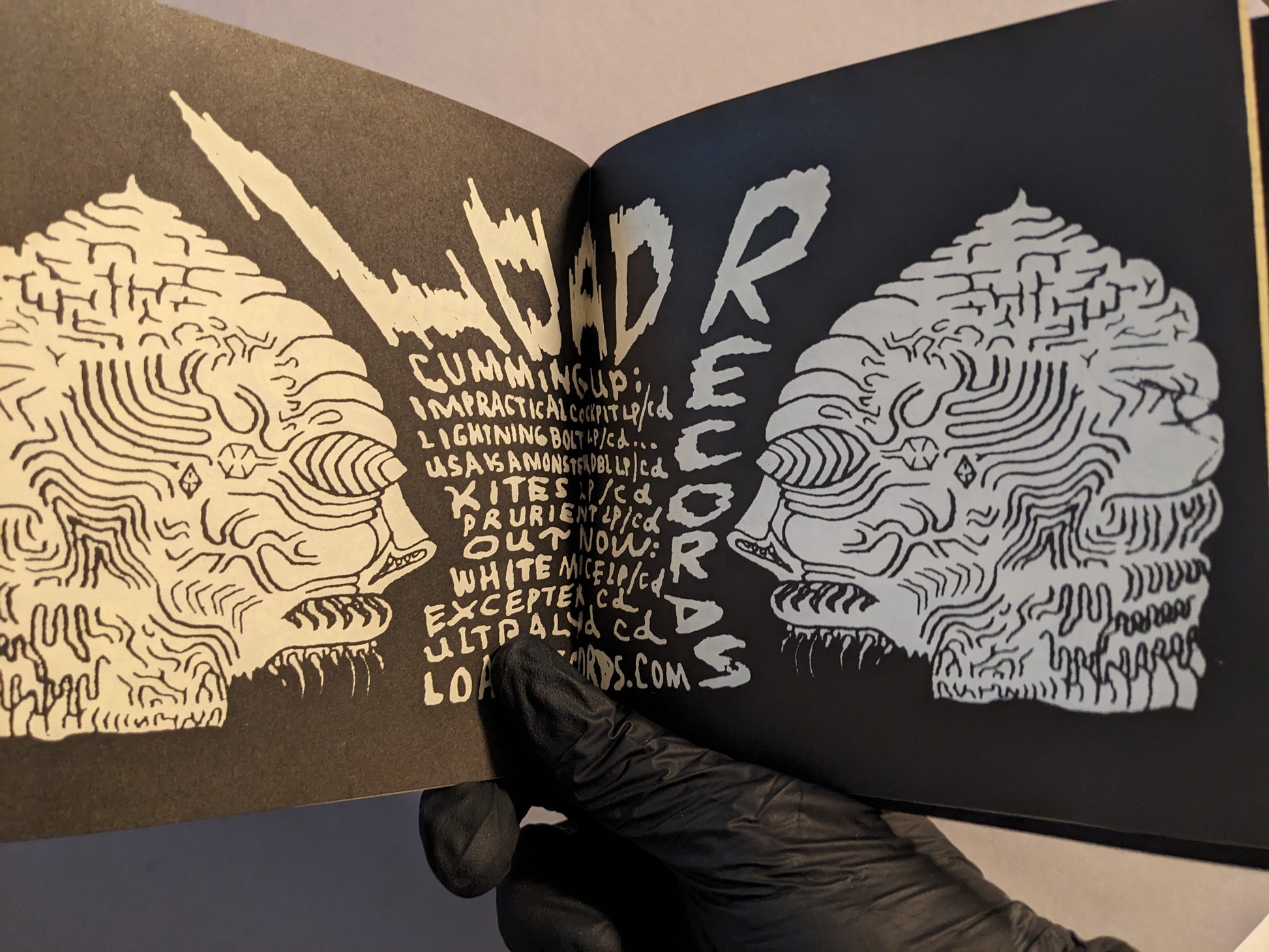 Artwork page from "Multiforce Shit" by Mat Brinkman featuring abstract creature illustrations in black and white