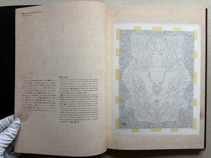 Necrophantasmagoria Vanitas by Takato Yamamoto, spread showing an underdrawing page and a taped drawing titled Odd Eye.