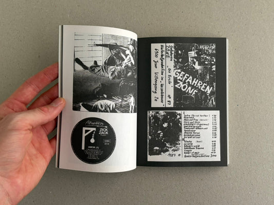 Open New Wave / Post-Punk Graphics (1980-2000) to interior pages showing black-and-white tape and vinyl graphics