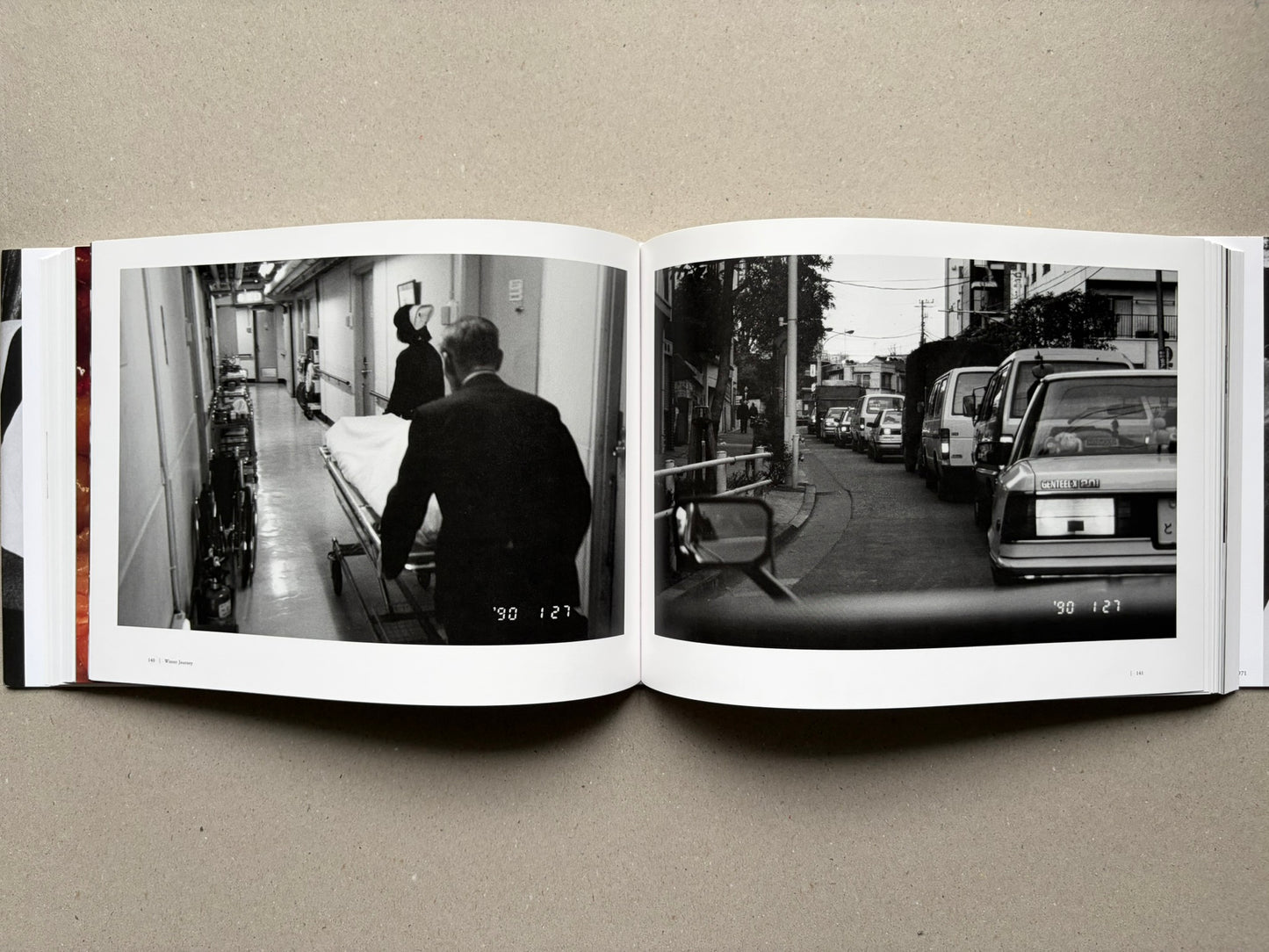 Nobuyoshi Araki, Sentimental Journey 1971–2017, open spread with text pages in Japanese and English
