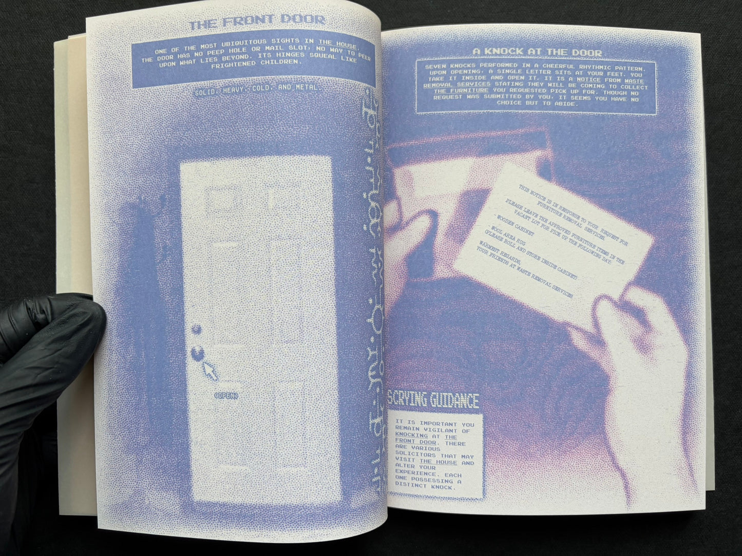 Interior spread of Nostalgia Nest - The Salamander King with the headings 'The Front Door' and 'A Knock at the Door'