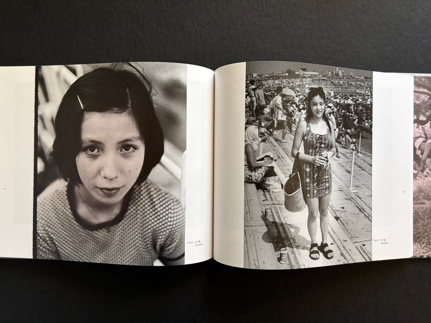 Interior spread with a close portrait and a beach portrait at Enoshima.