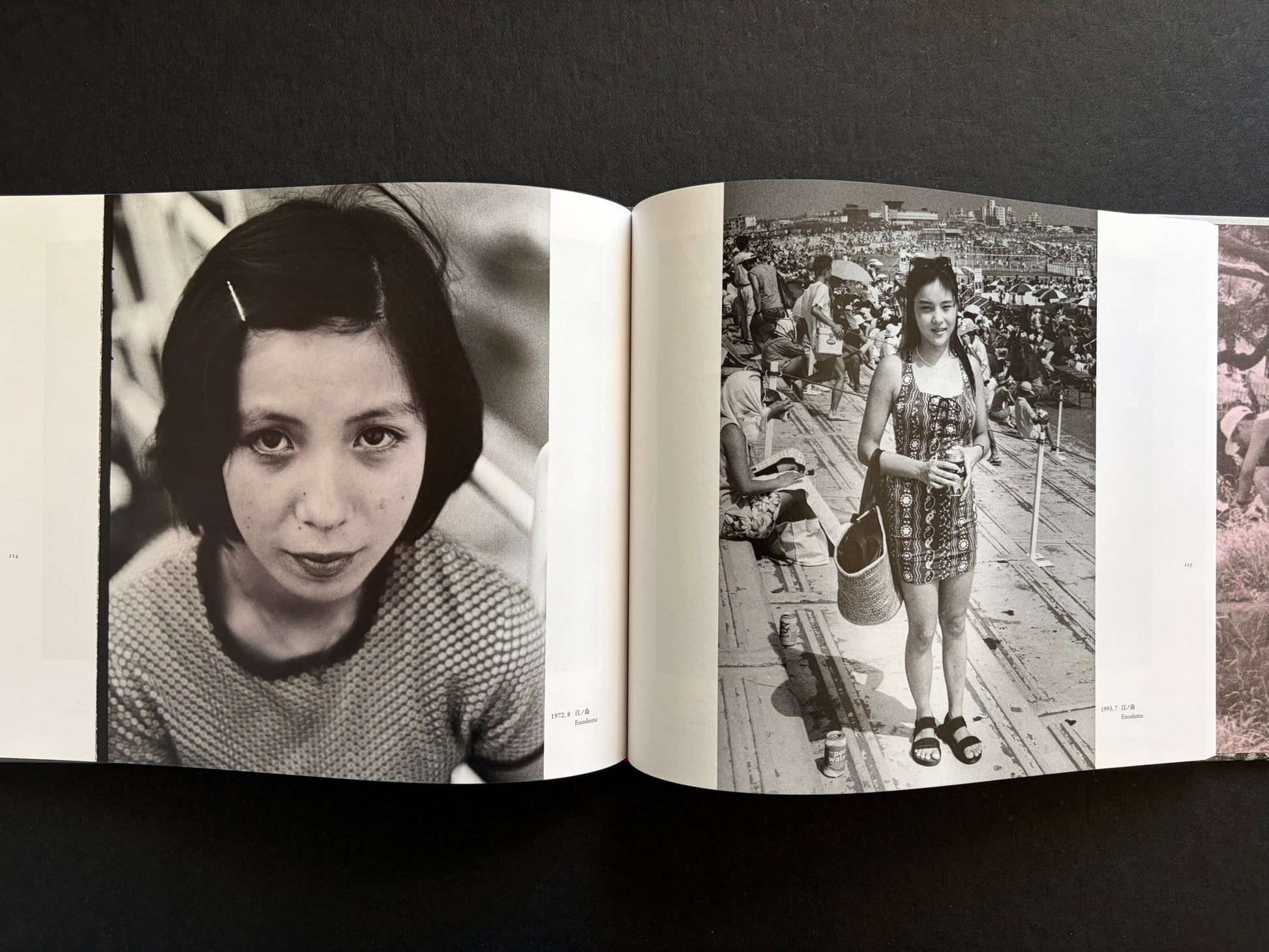 Interior spread with a close portrait and a beach portrait at Enoshima.