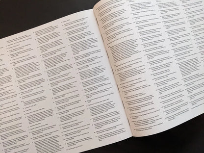 Spread from “Oleksandr Glyadyelov” with a dense index of image captions in Ukrainian, listing locations and dates of the photographs.