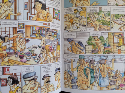 Comic page from "Parasitic City #0.3" by Shintaro Kago showing humanoid figures with hands for faces in domestic and urban settings, depicting dystopian social commentary