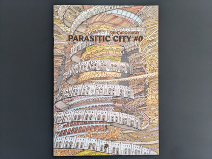 Front cover of "Parasitic City #0.1" by Shintaro Kago, featuring intricate dystopian architecture and the title.