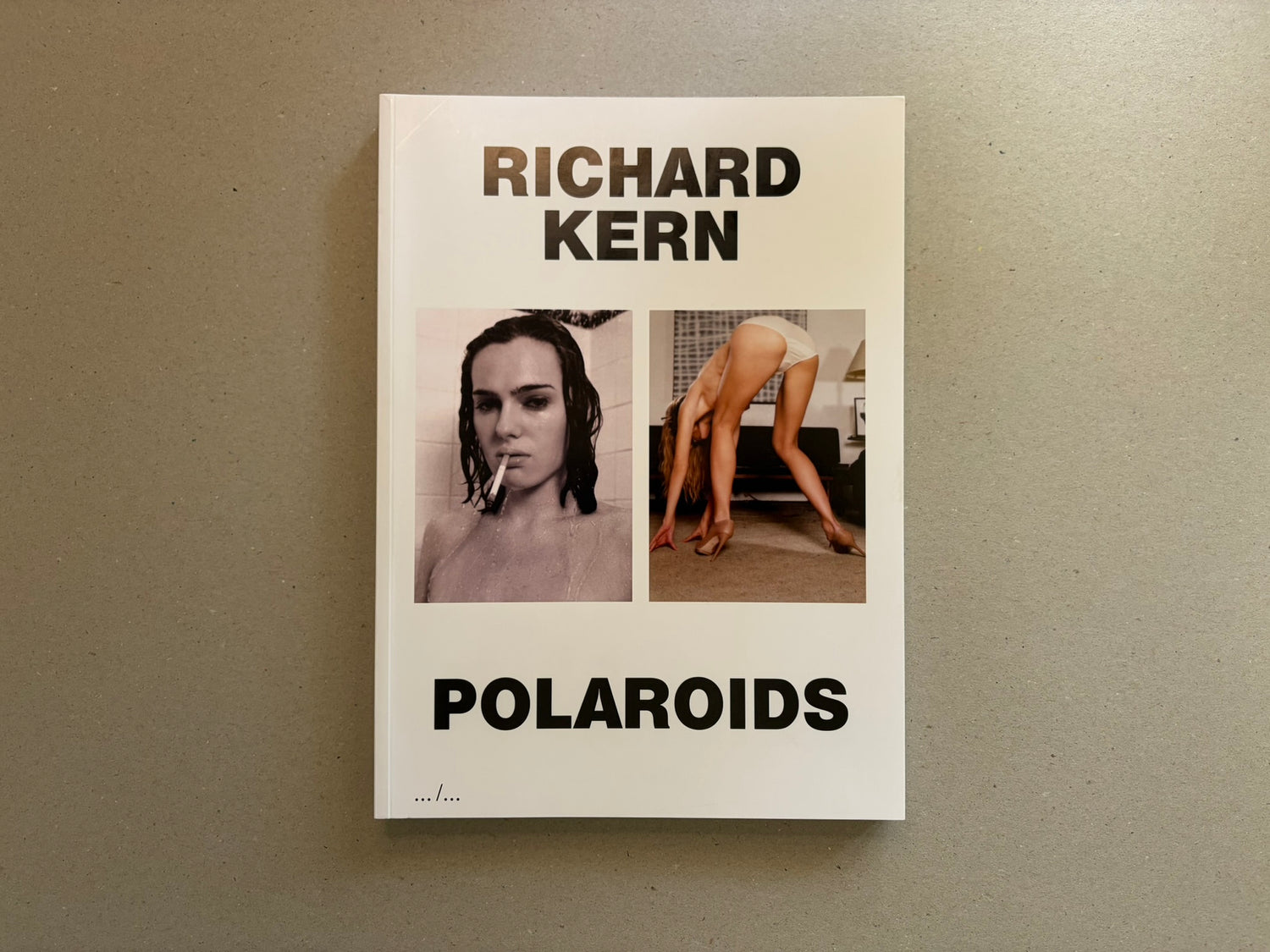 Front cover of Polaroids by Richard Kern, with two small colour images and bold black title text.