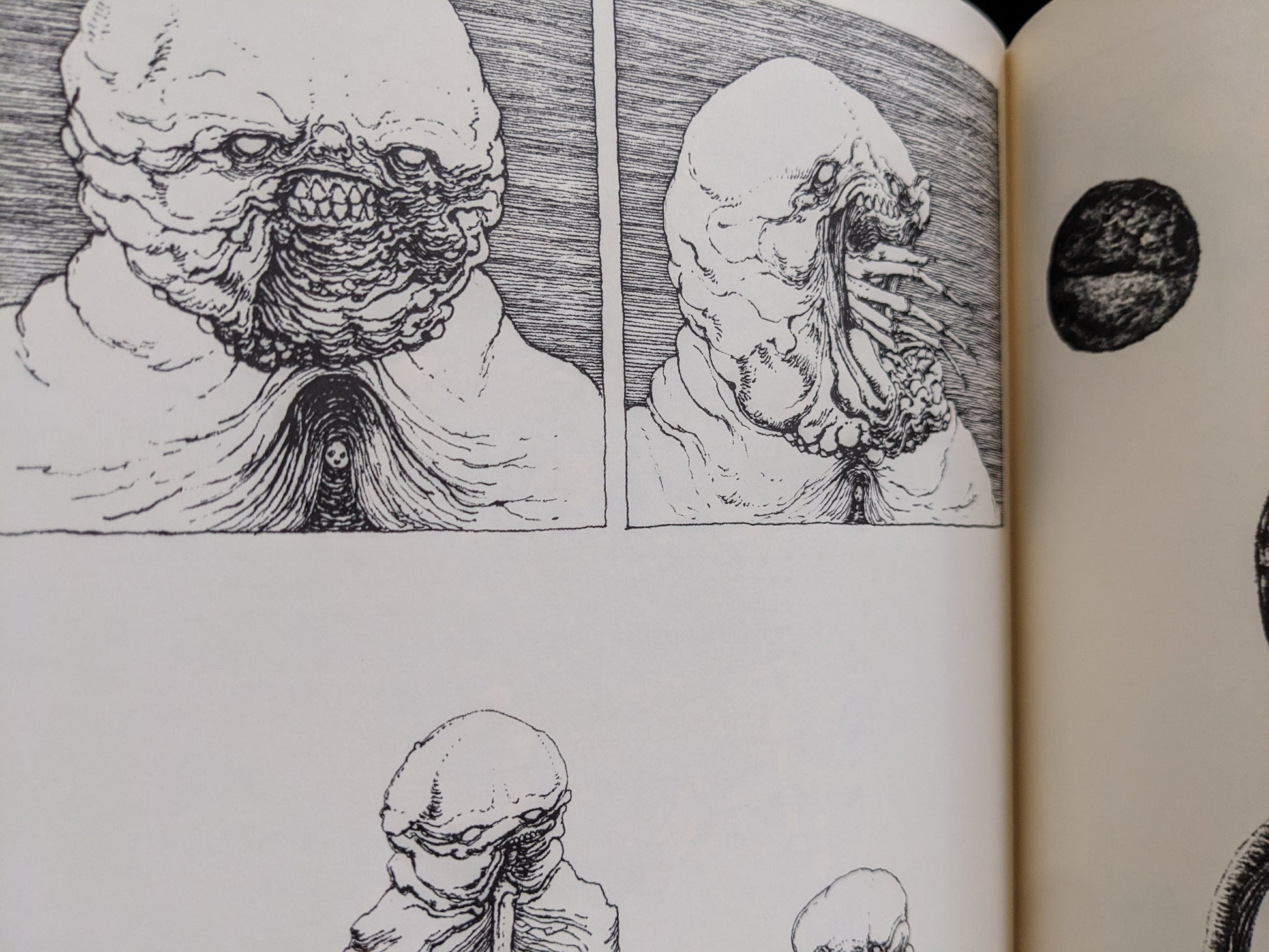 Close-up of a monstrous blob entity with an open mouth and dense texture.