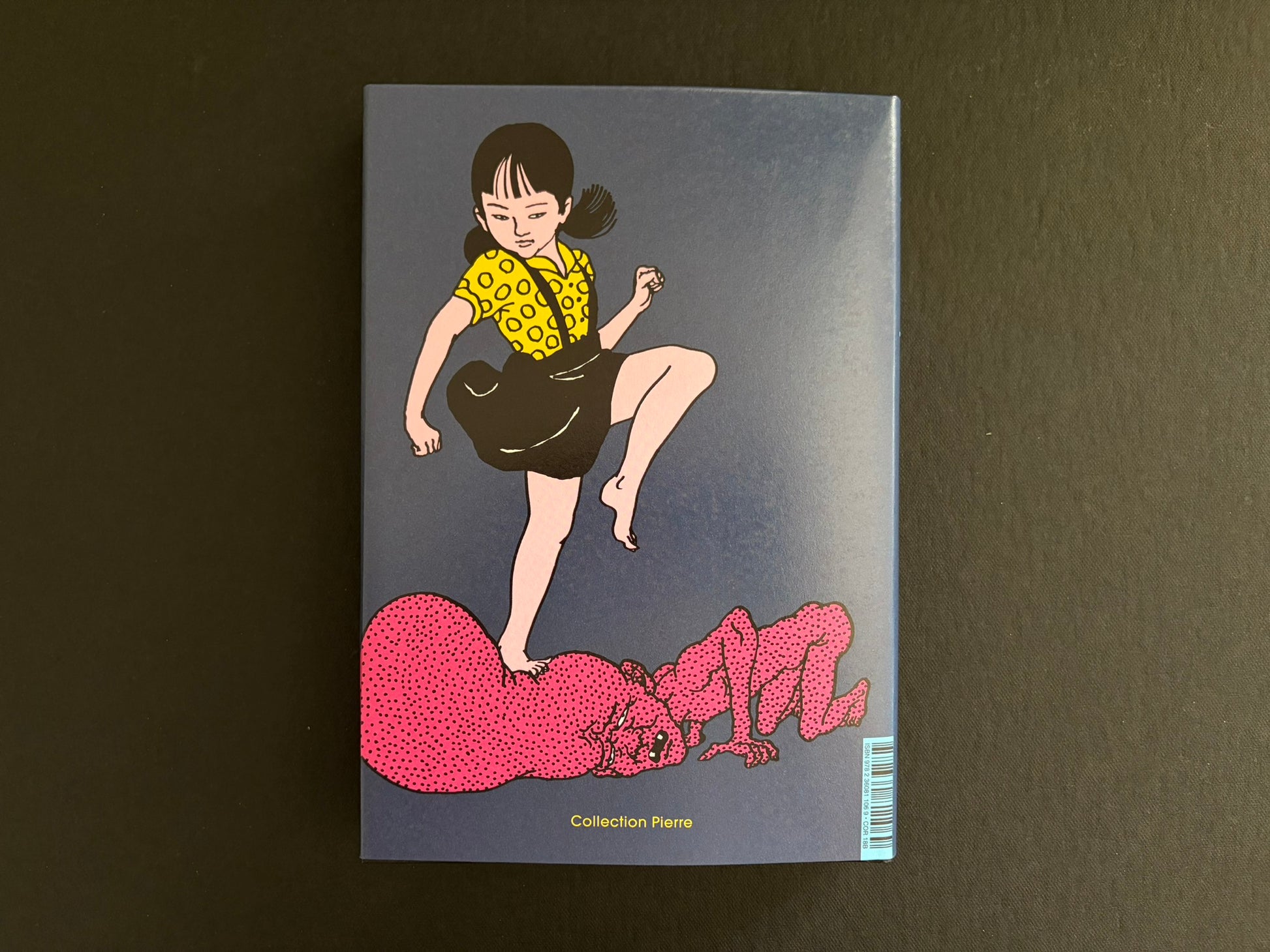 Back cover of Rêve écarlate with a standing girl and a pink figure at the bottom
