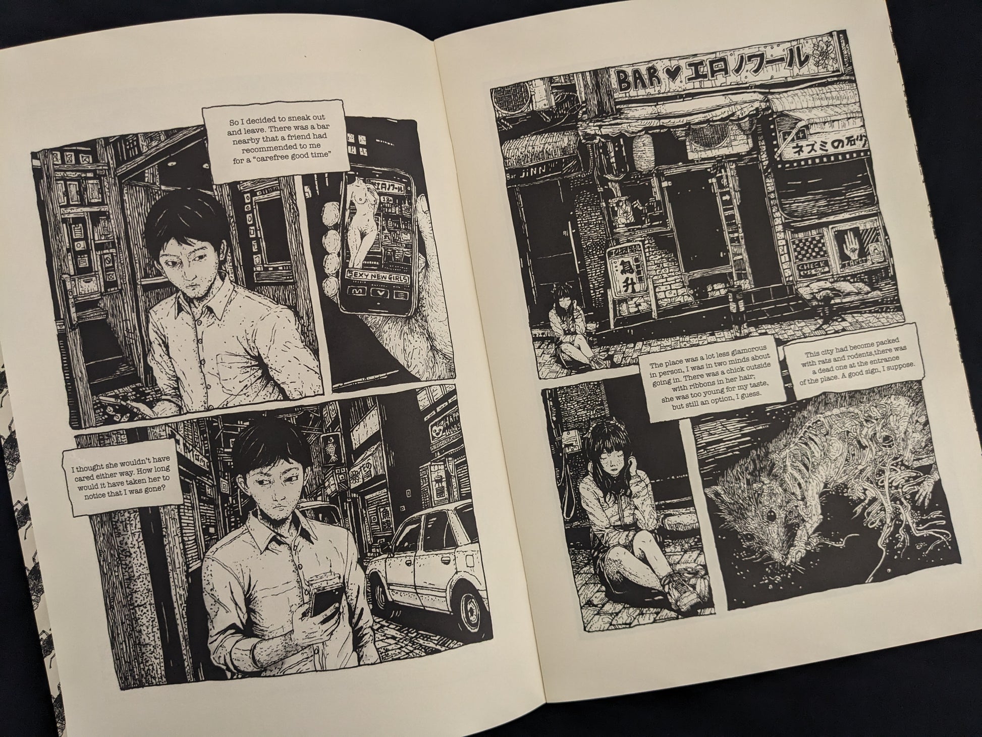 Interior page of Rattling City #1 showing city streets and main characters in a dark urban setting