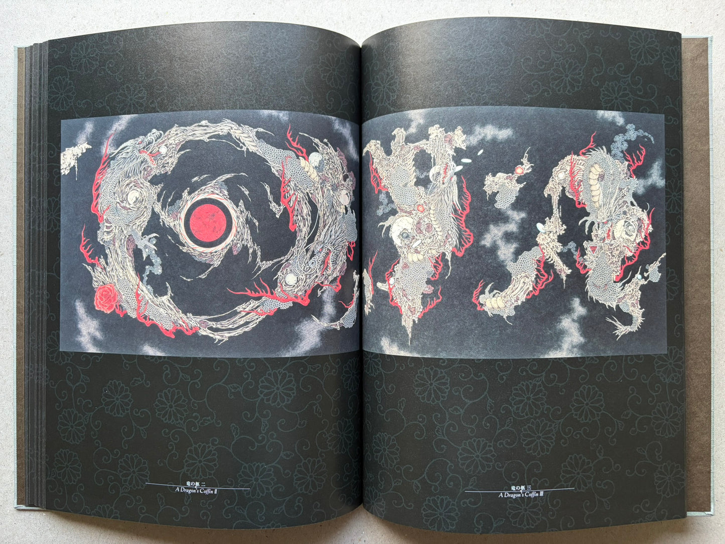 Rib of a Hermaphrodite by Takato Yamamoto, interior spread with a circular composition on the left and a vertical figure on the right.
