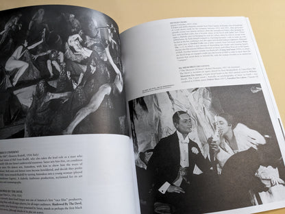Vintage cinema stills depicting demonic characters and surreal infernal settings, from the book 'Satanic Shadows'.