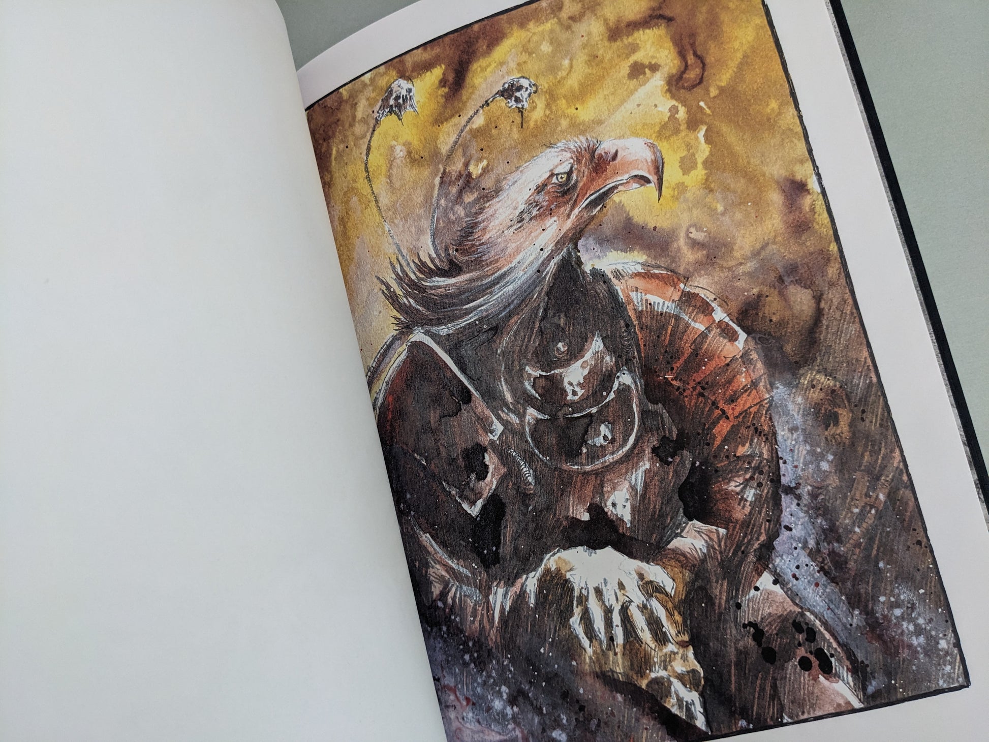 Dark fantasy creature with a bird-like head and armor