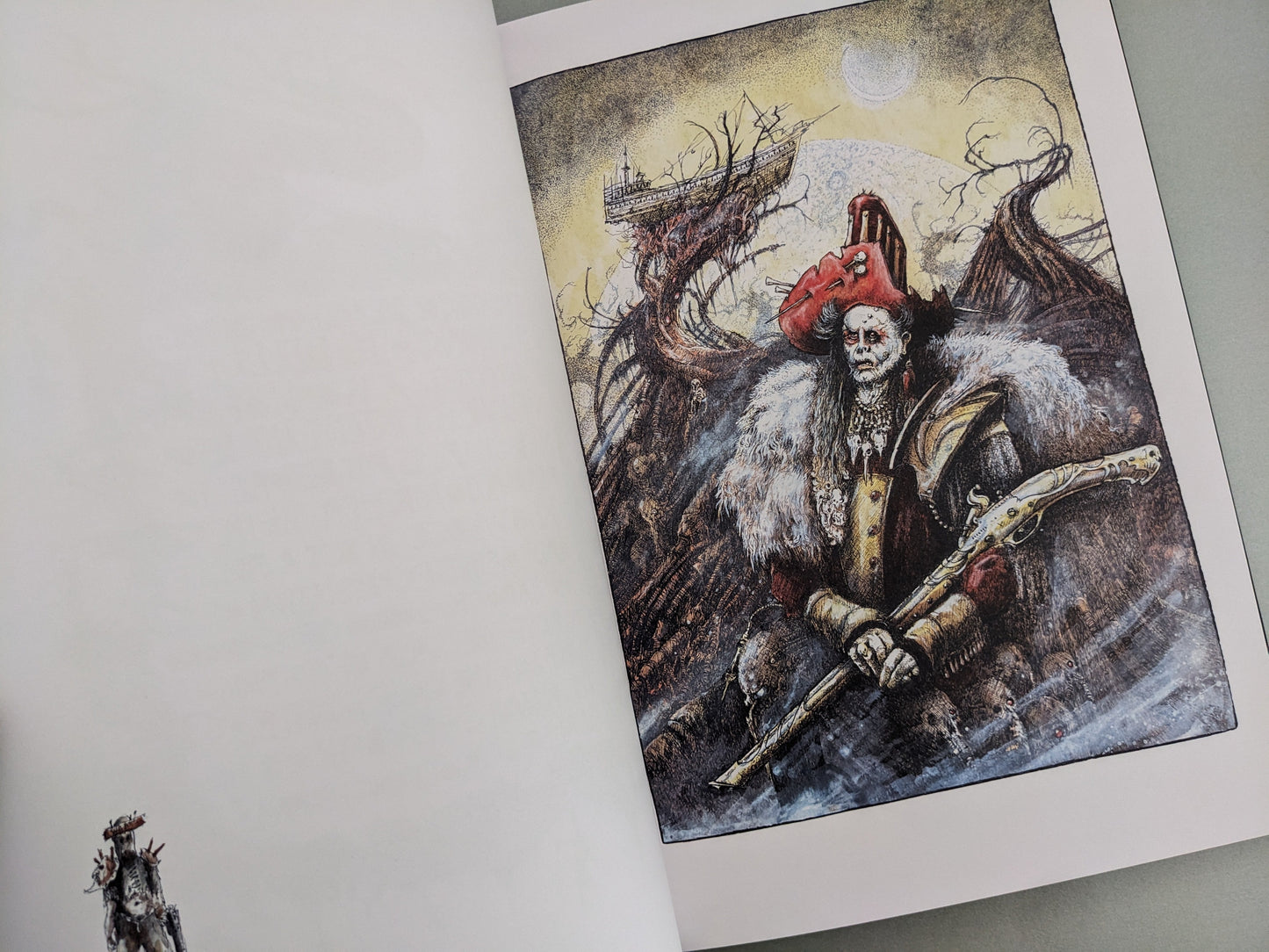 Dark forest scene with a pirate-like figure holding a musket