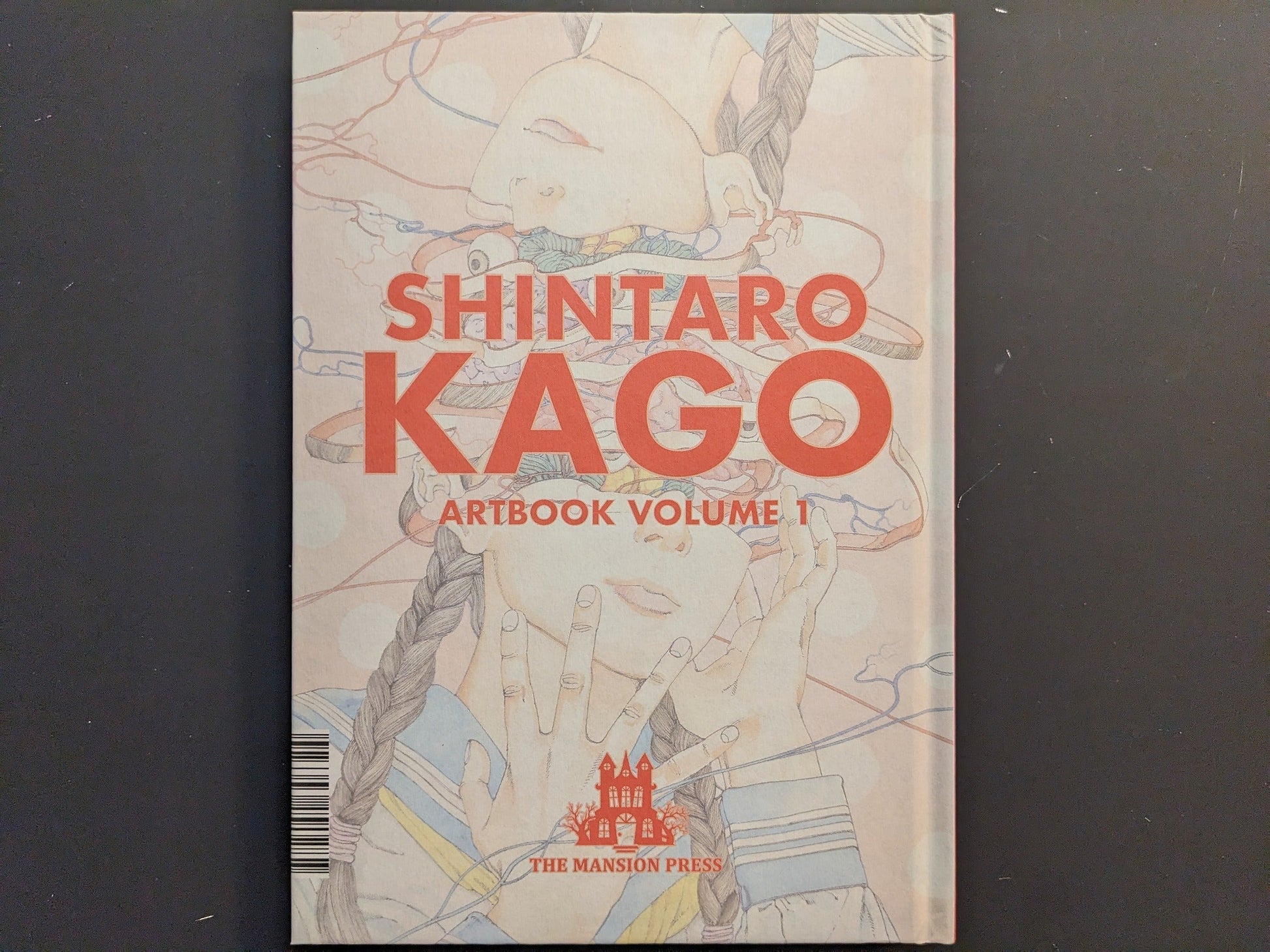 Back board of Shintaro Kago: Artbook Vol. 1 (Third Edition) with red title and The Mansion Press mark.
