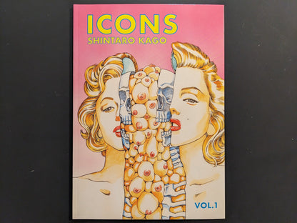 Front cover of “ICONS Vol.1” by Shintaro Kago, pop-surreal portrait collage, The Mansion Press.