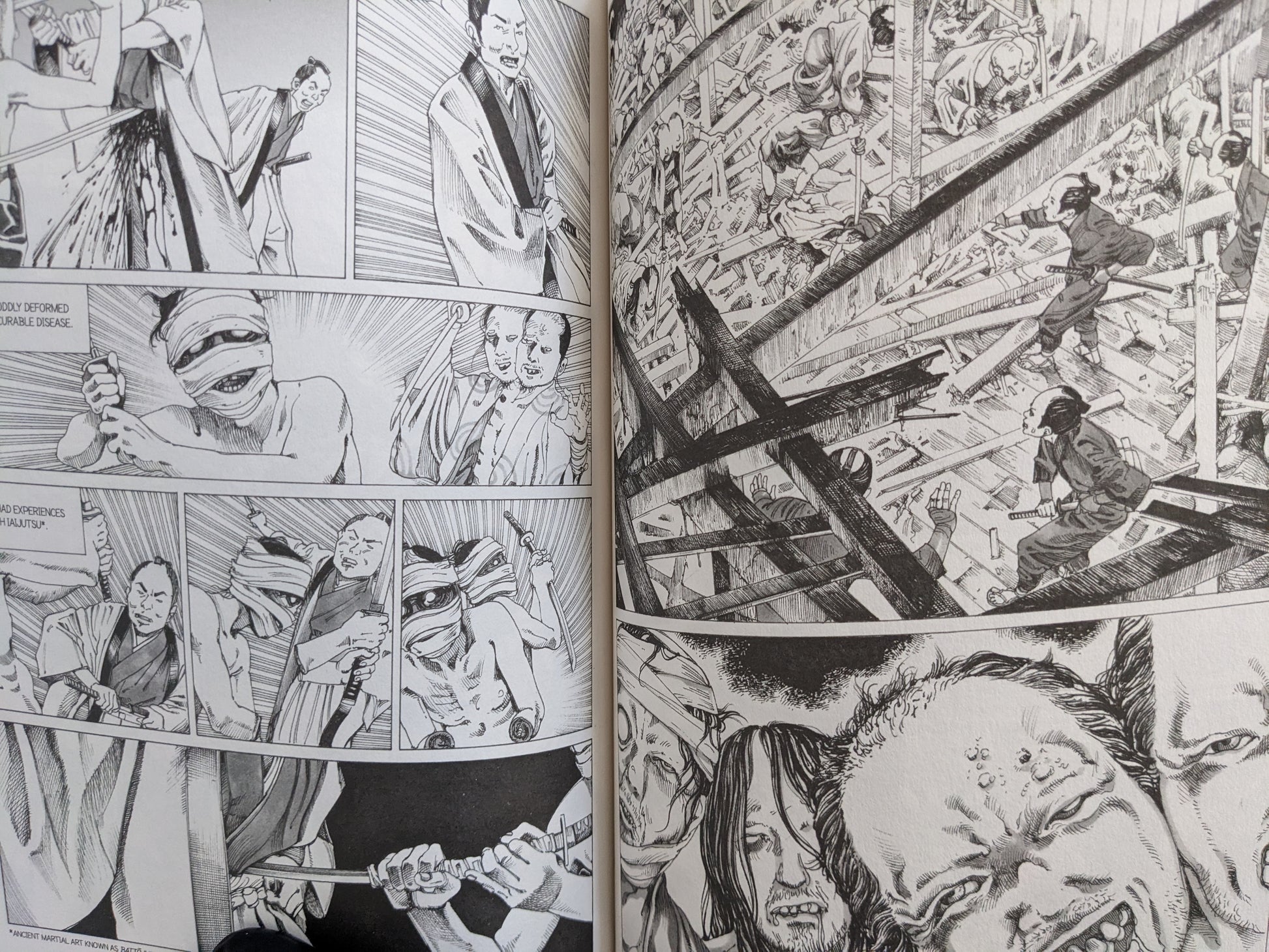 Violent and grotesque action scenes from 'The Princess of the Never-ending Castle' by Shintaro Kago.