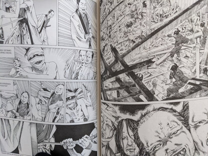 Violent and grotesque action scenes from 'The Princess of the Never-ending Castle' by Shintaro Kago.