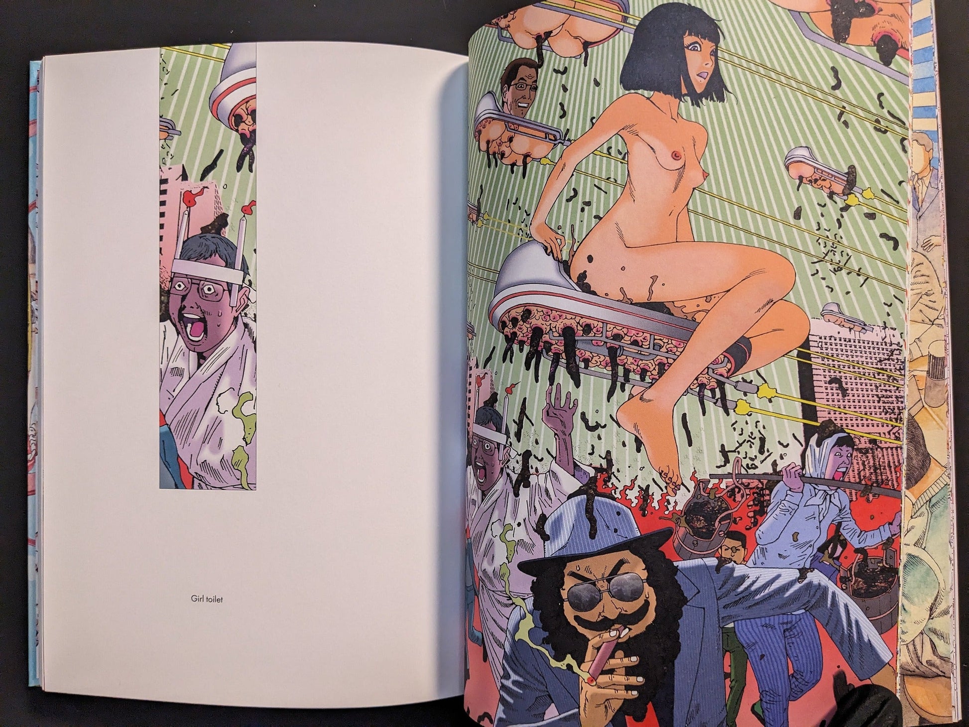Interior spread from Shintaro Kago Artbook Vol. 2, assembly-line scene with multiple figures in motion