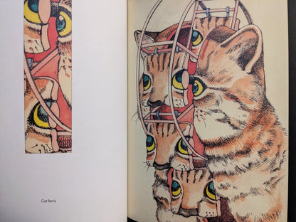 Interior plate from Shintaro Kago Artbook Vol. 2, cat portrait multiplied within a circular rig