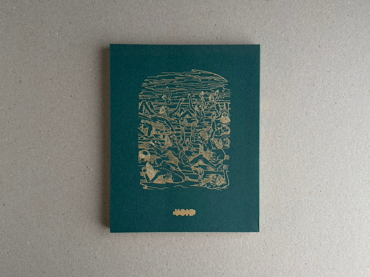 Back cover of Sleep Creek by Dylan Hausthor & Pia Paulina Guilmoth, dark green with a gold line illustration and Void logo.