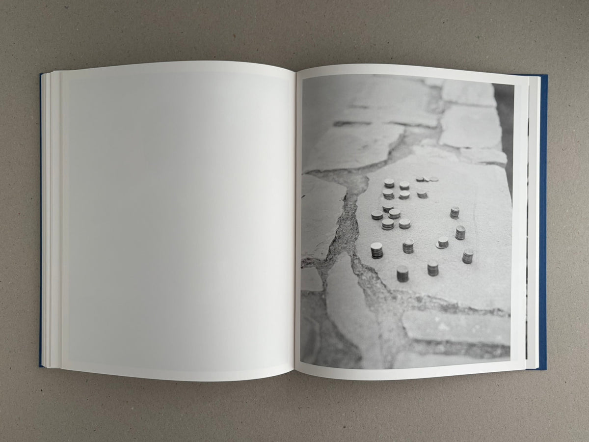 Open spread of Sub Sole by Massao Mascaro, with a black-and-white photograph on the right page and a blank left page.