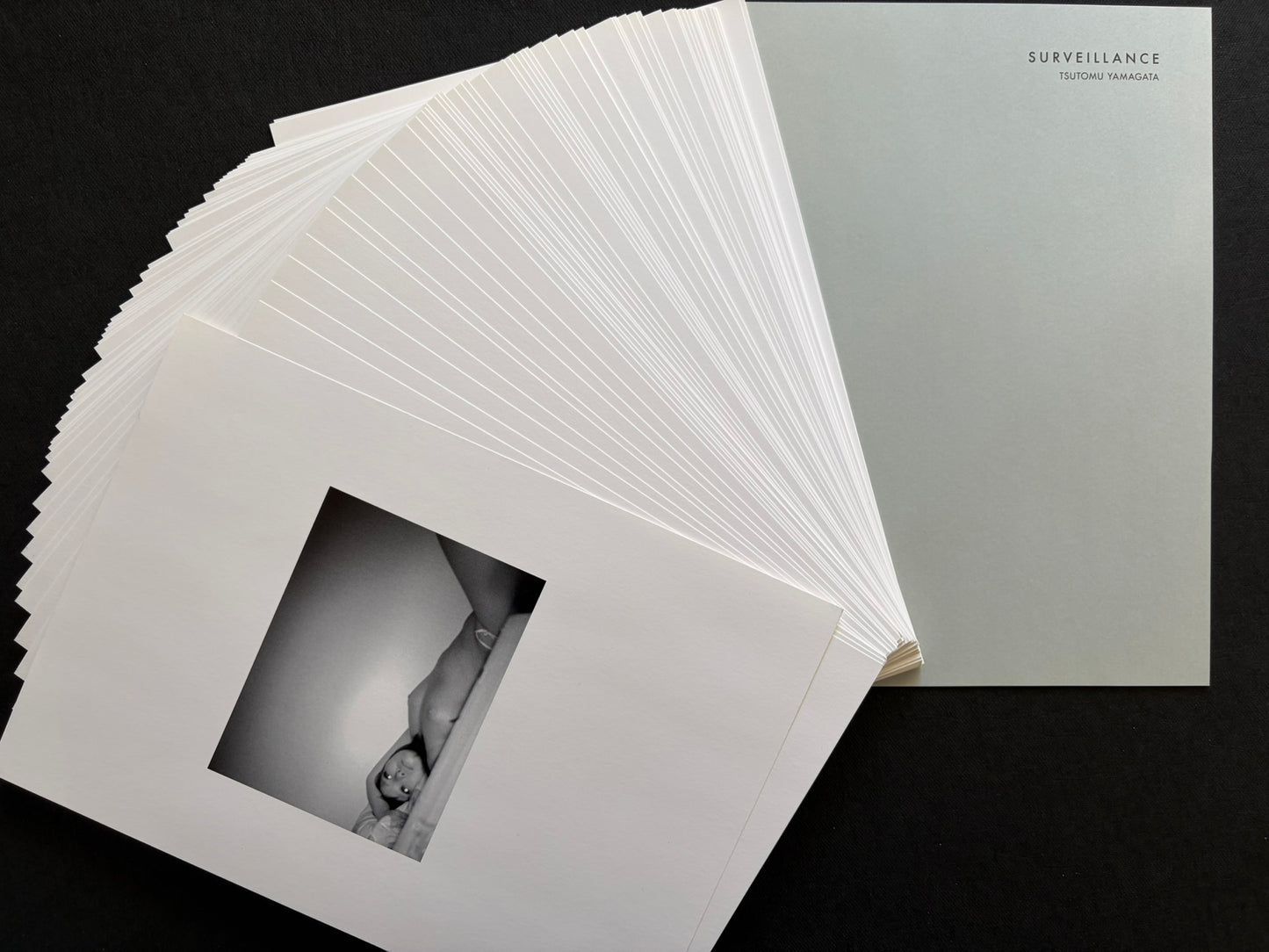 Surveillance by Tsutomu Yamagata with the portfolio sheets fanned out beside the cover sheet.