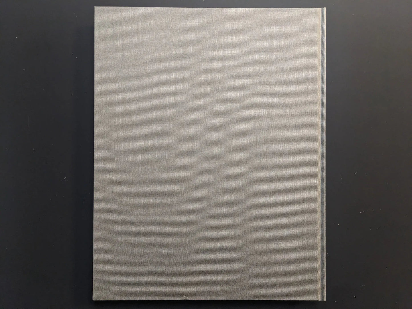 Back cover of Symphony – mushrooms from the forest by Takashi Homma, plain grey textile hardcover