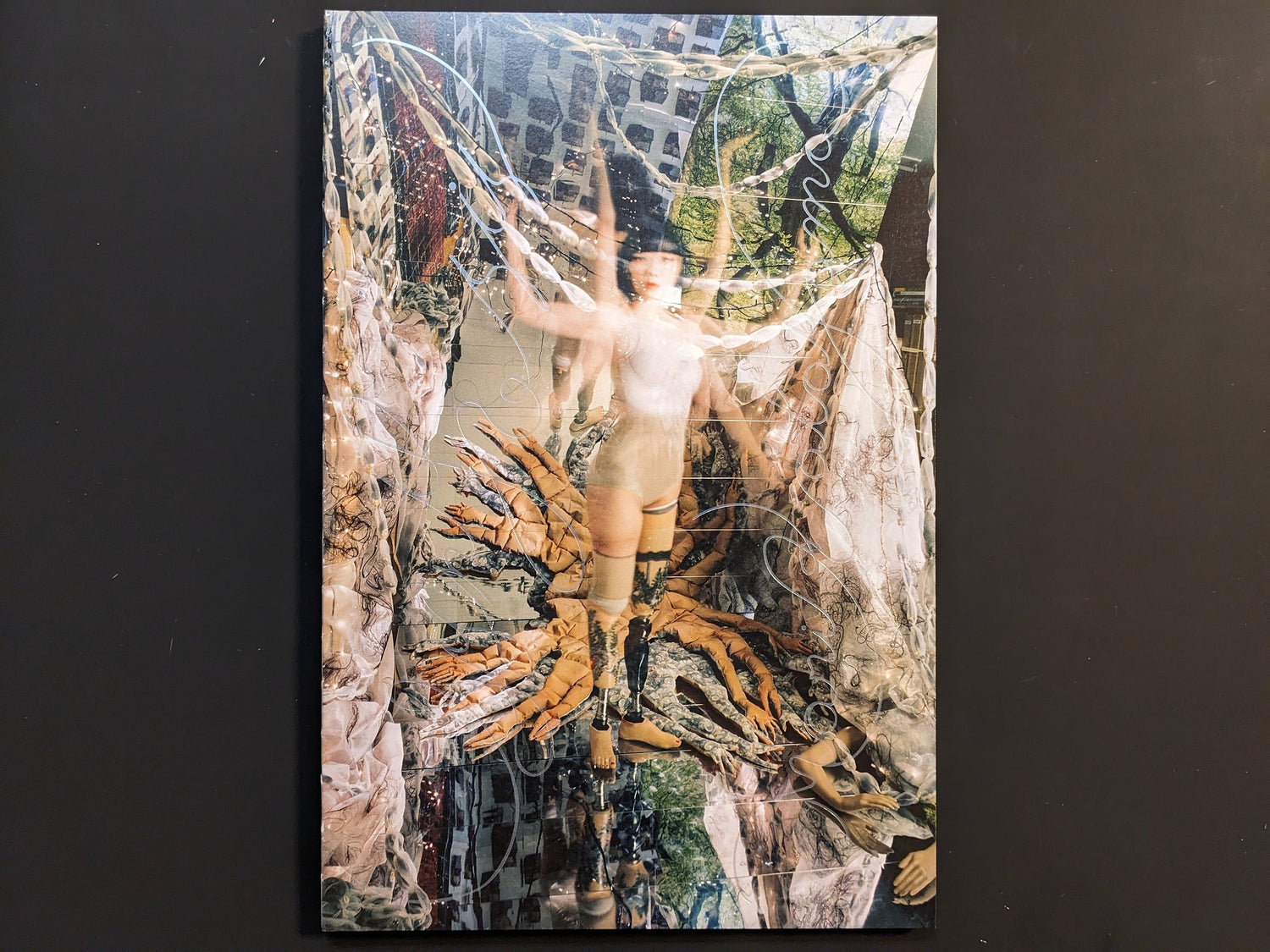 Cover of Synthesis by Mari Katayama, with textile sculpture and photographic installation