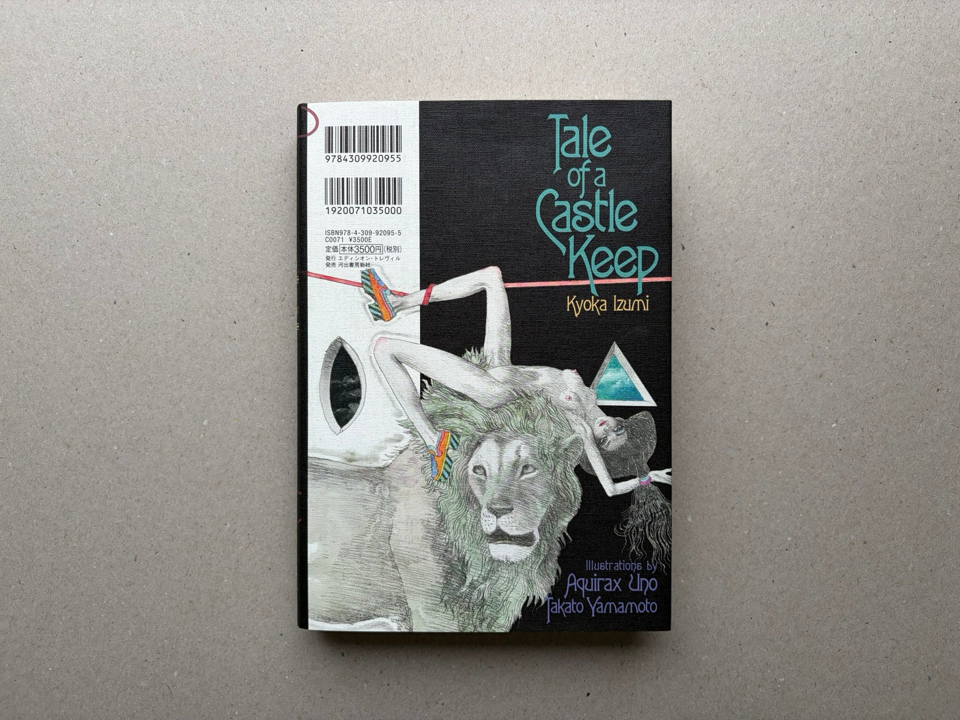 Back cover of Tale of a Castle Keep, with barcode, title text, and an illustrated figure on a black background.