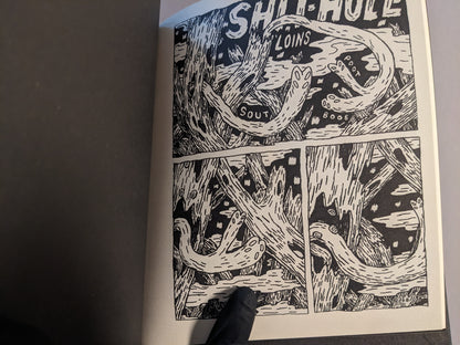 Comic page from Teratoid Heights with tentacle-like forms and abstract text