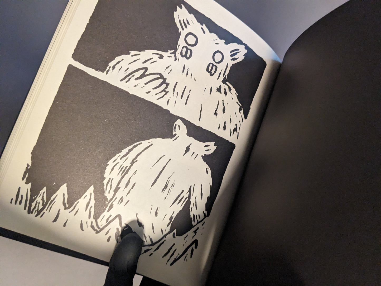 Panel from Teratoid Heights with a creature in a dark landscape