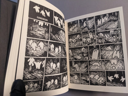 Black-and-white spread from Teratoid Heights with surreal creatures