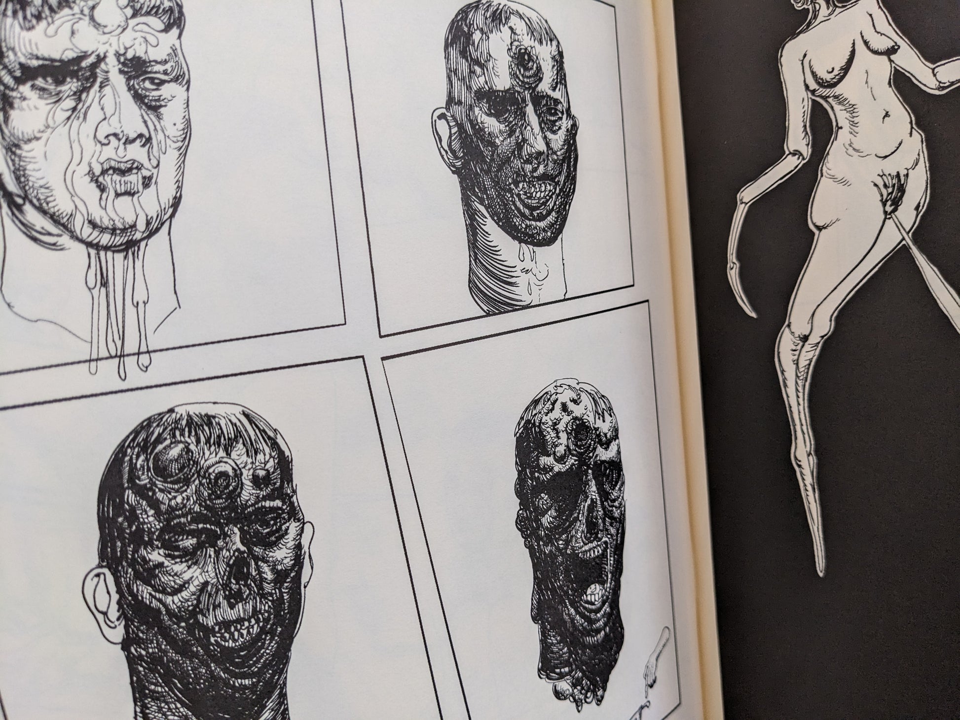 Comic page from Terrotic – disturbing facial mutations and surgically altered bodies