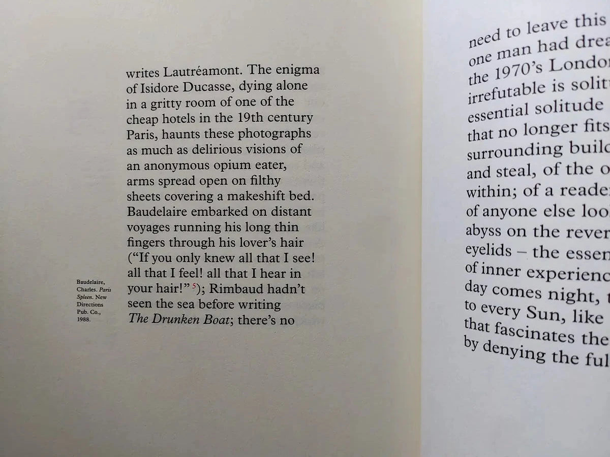 Essay page set in serif type, referencing solitude and literature.