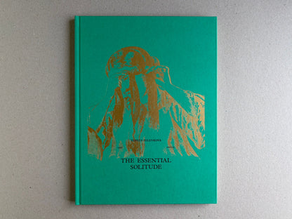 The Essential Solitude by Tereza Zelenkova, front cover on a turquoise hardcover with gold figure illustration and title.