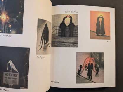 Open spread from The Fire That Drank The Shadow by Julia Soboleva, titled Face to Face, with several small surreal collage images.