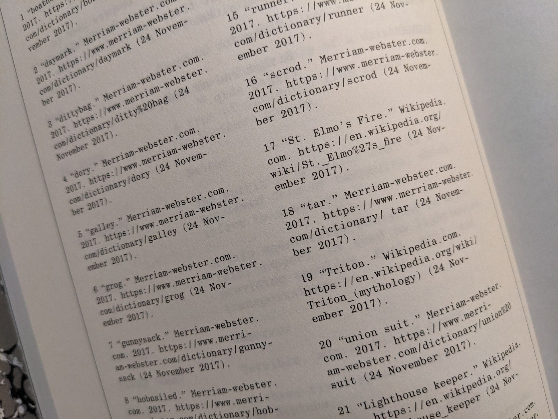 Reference and citation page from The Lighthouse Screenplay Book published by A24 / MACK.