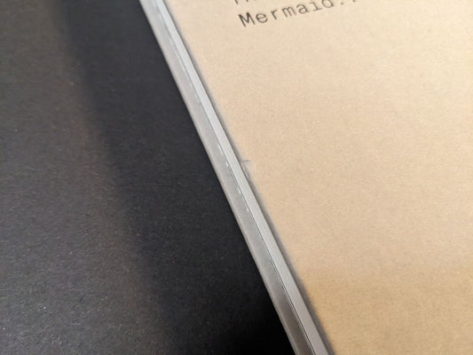 Close-up of a small dent on the book’s binding/cover edge (see condition detail).