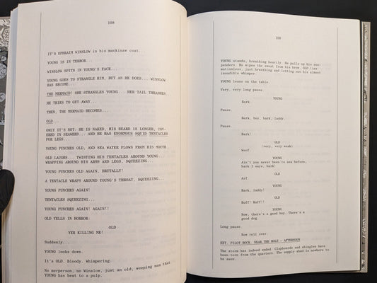 Interior screenplay layout from The Lighthouse Screenplay Book by Robert Eggers.