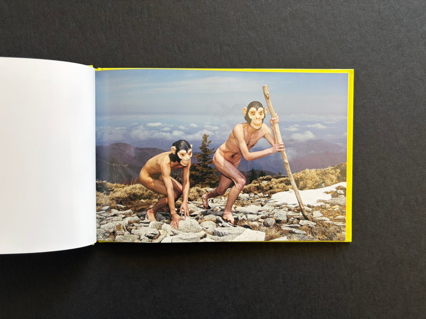 Open spread from TSUMITOBATSU showing a staged photograph.