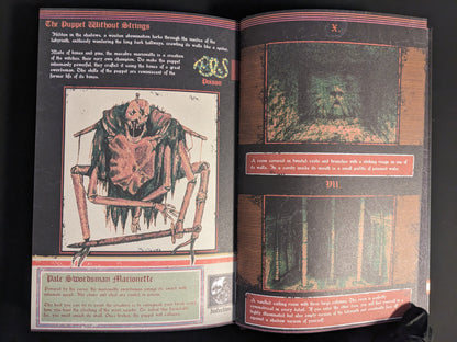 Creepy skeletal puppet illustration from Vermis I – Lost Dungeons and Forbidden Woods (Forsaken Edition).